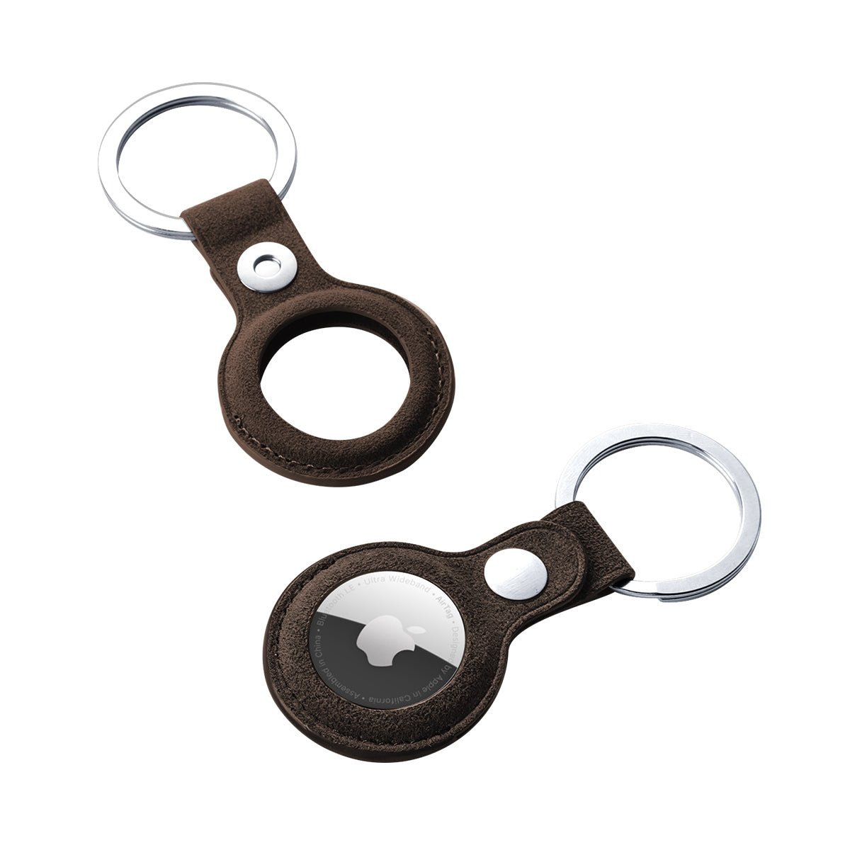 Alcantara AirTag Key Ring - Chocolate Brown