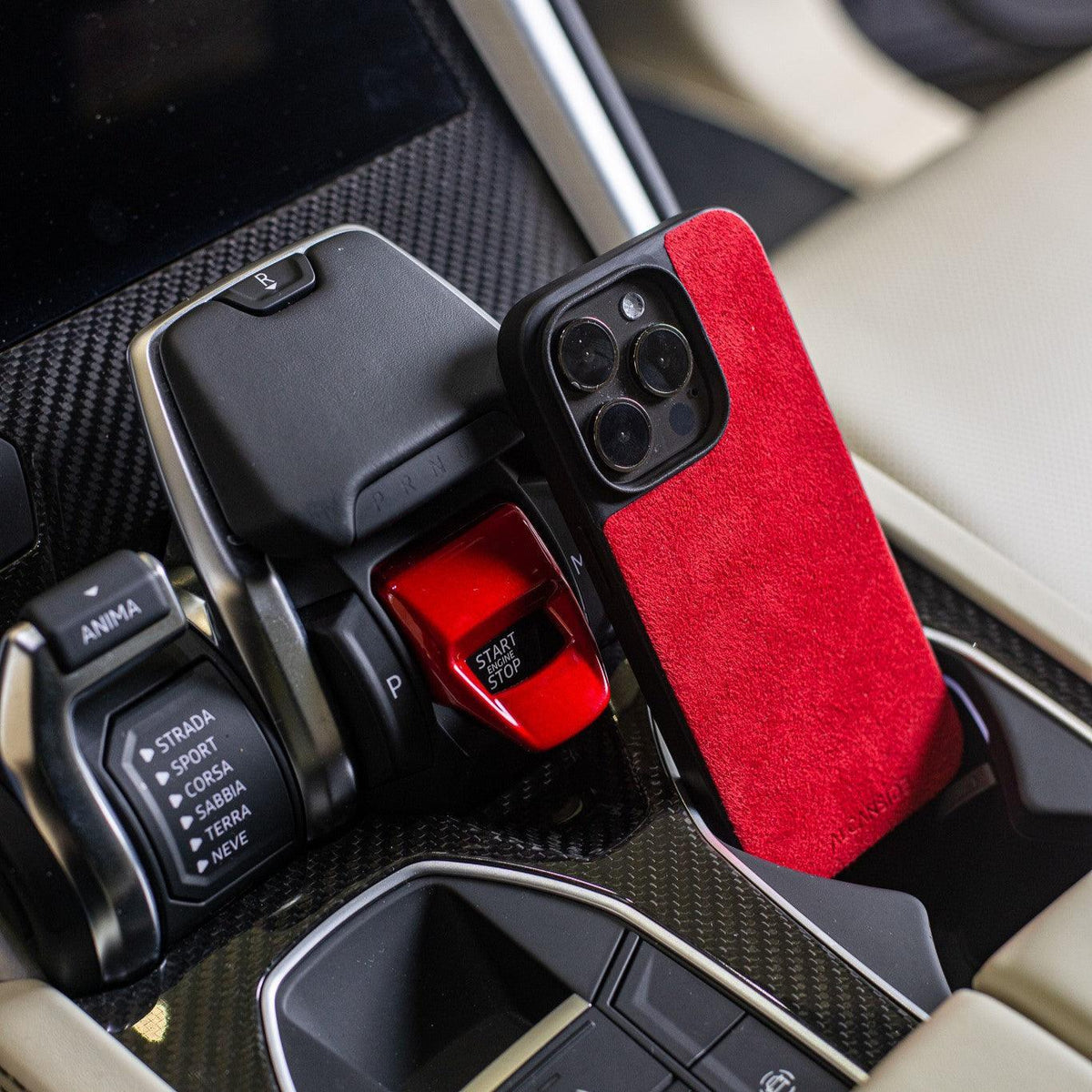 iPhone 12 Pro Max - Alcantara Back Cover - Red