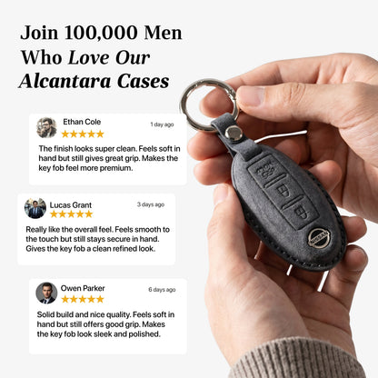 Alcantara Car Key Fob Cover for Nissan Model B with Buckle - Space Grey