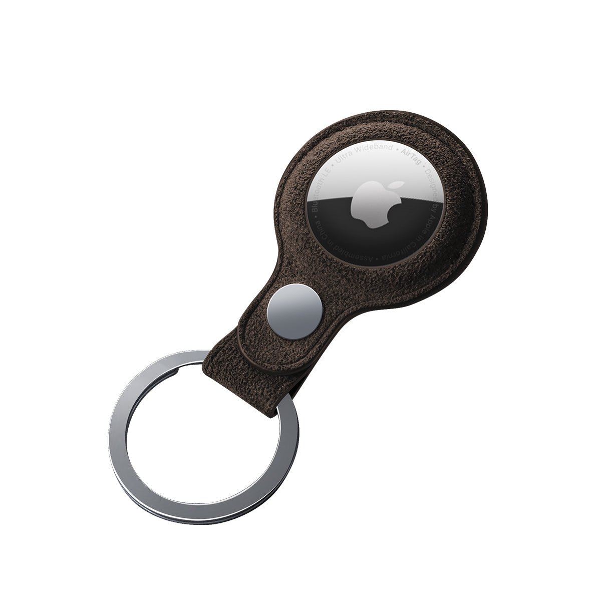 Alcantara AirTag Key Ring - Chocolate Brown
