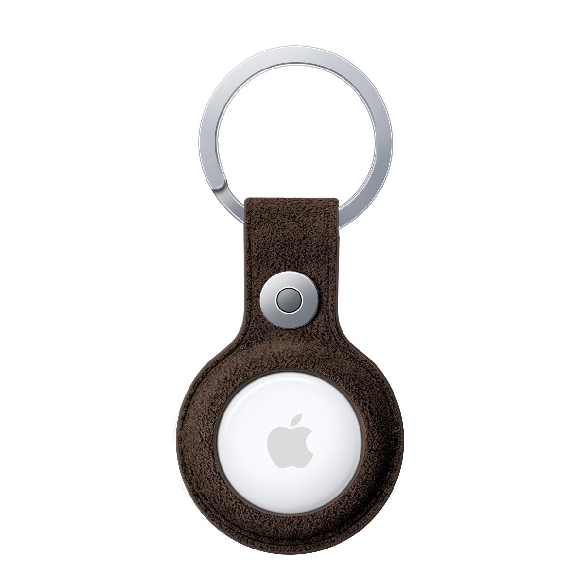 Alcantara AirTag Key Ring - Chocolate Brown