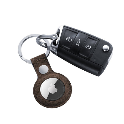 Alcantara AirTag Key Ring - Chocolate Brown
