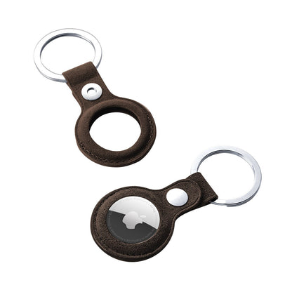 Alcantara AirTag Key Ring - Chocolate Brown