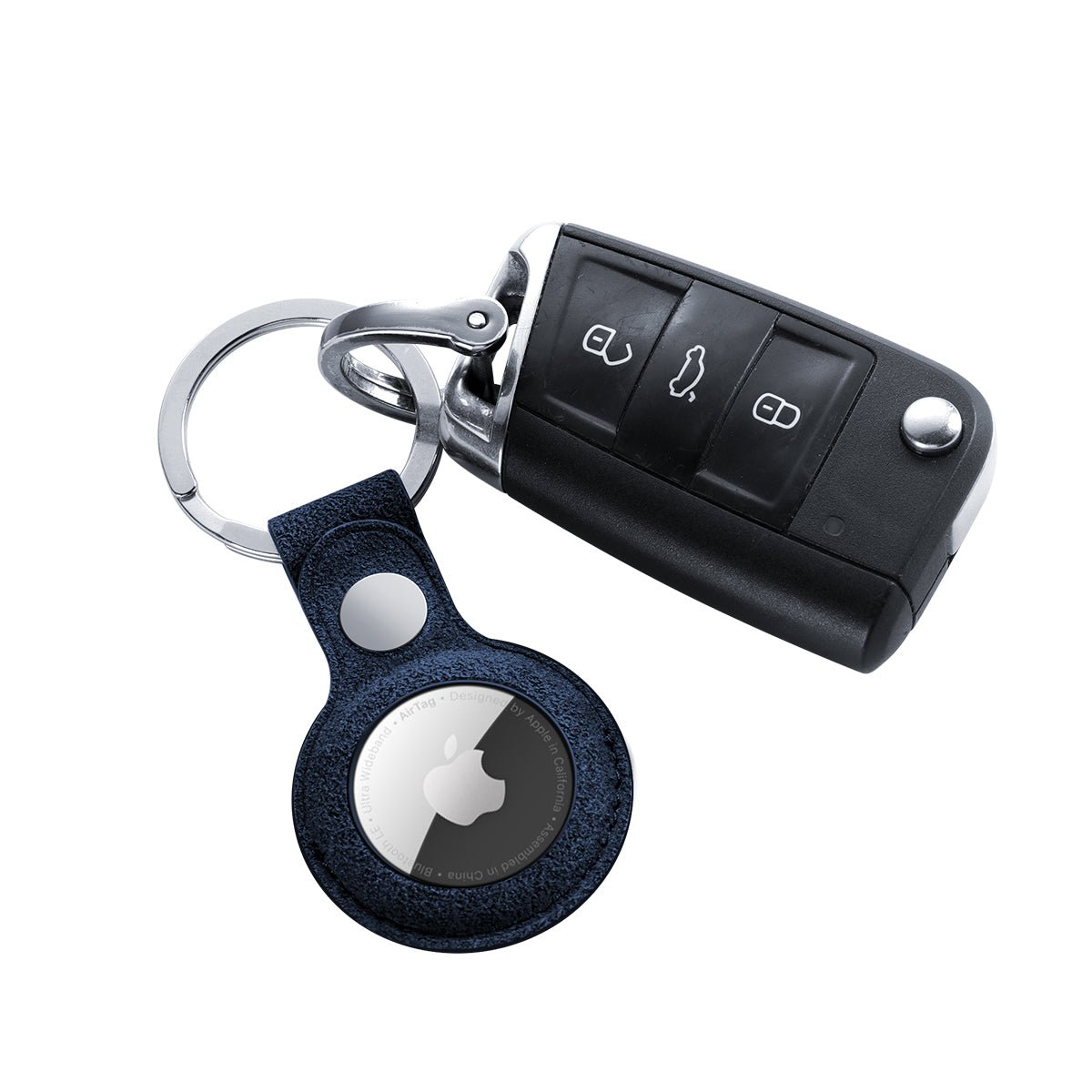 Alcantara AirTag Key Ring - Navy Blue