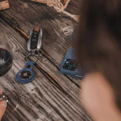 Alcantara AirTag Key Ring - Ocean Blue