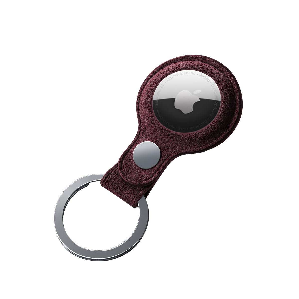 Alcantara AirTag Key Ring - Wine Red
