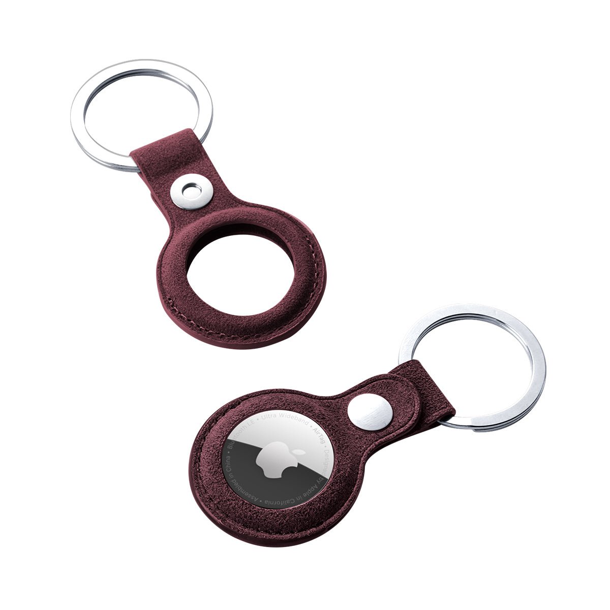Alcantara AirTag Key Ring - Wine Red