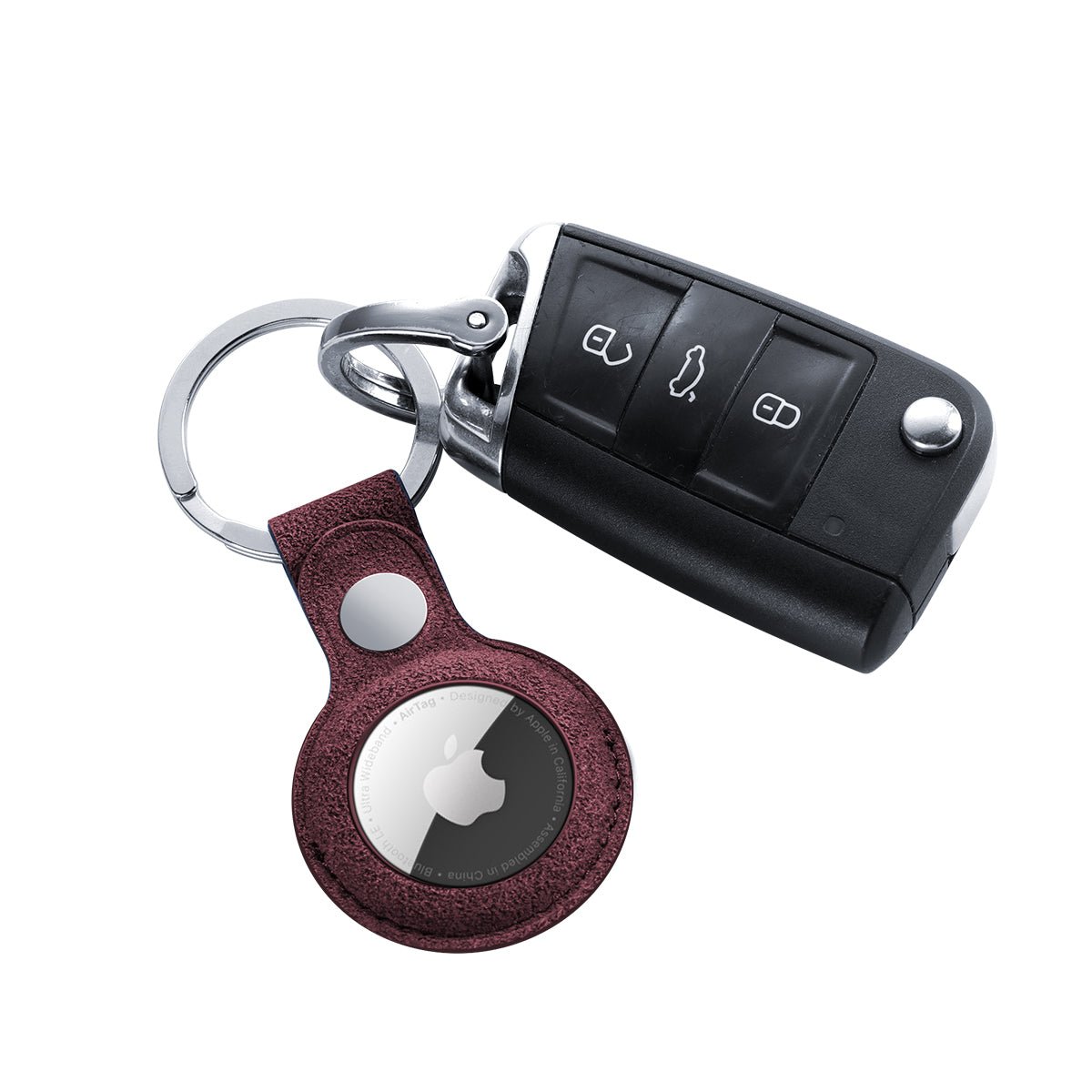 Alcantara AirTag Key Ring - Wine Red