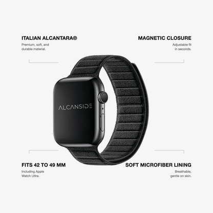 Alcantara Apple Watch Band - Deep Black - 42/44/45/46mm & Ultra (49mm)