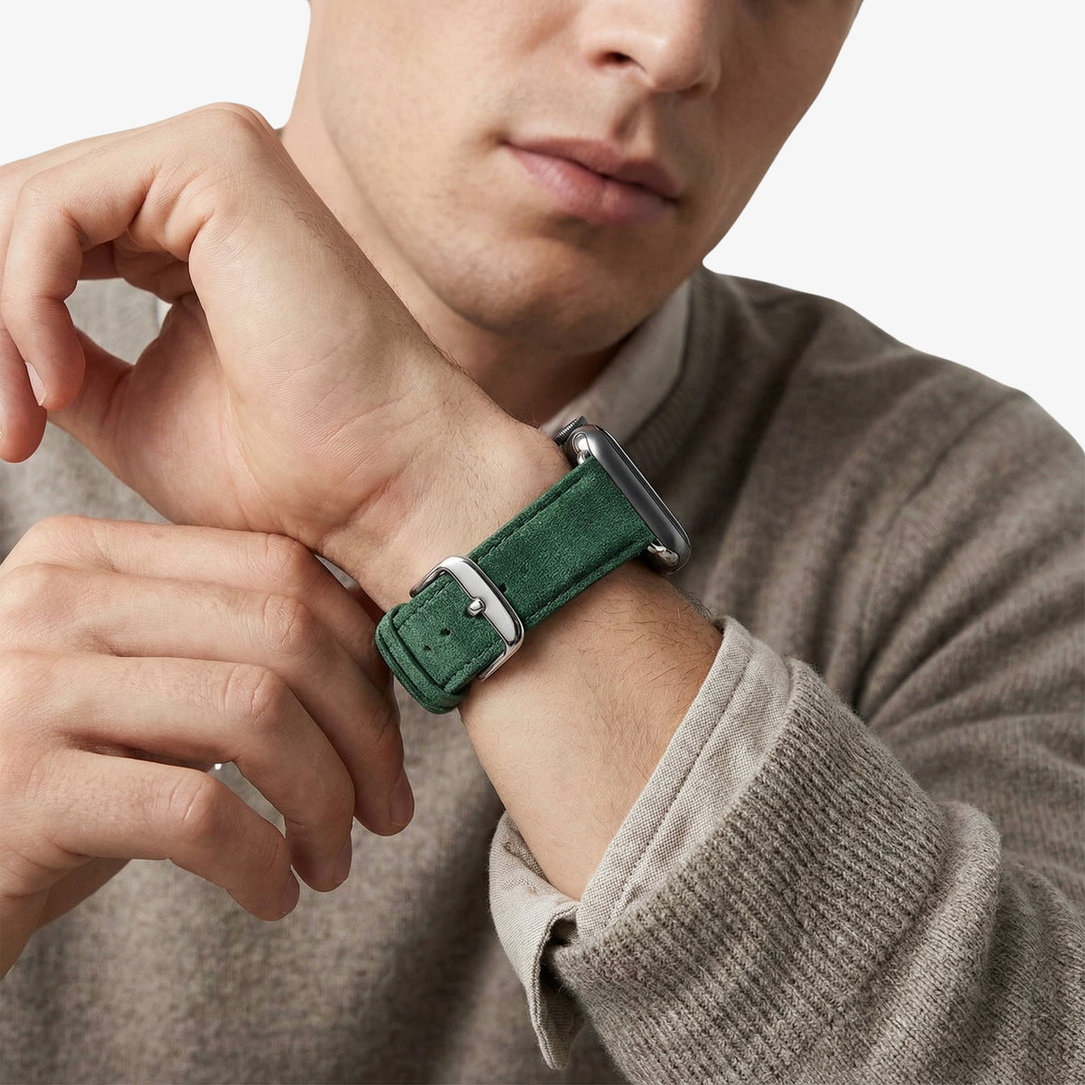 Alcantara Apple Watch Band With Buckle - Midnight Green - 42/44/45/46mm & Ultra (49mm)