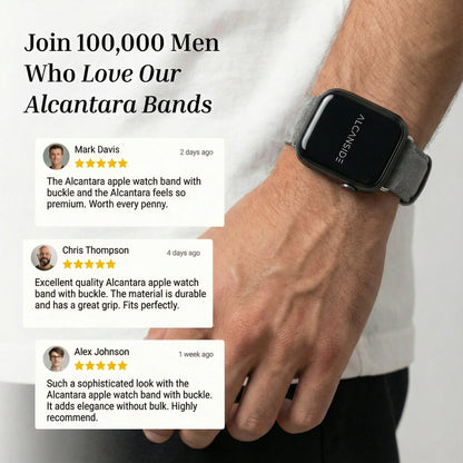 Alcantara Apple Watch Band With Buckle - Nardo Gray - 42/44/45/46mm & Ultra (49mm)