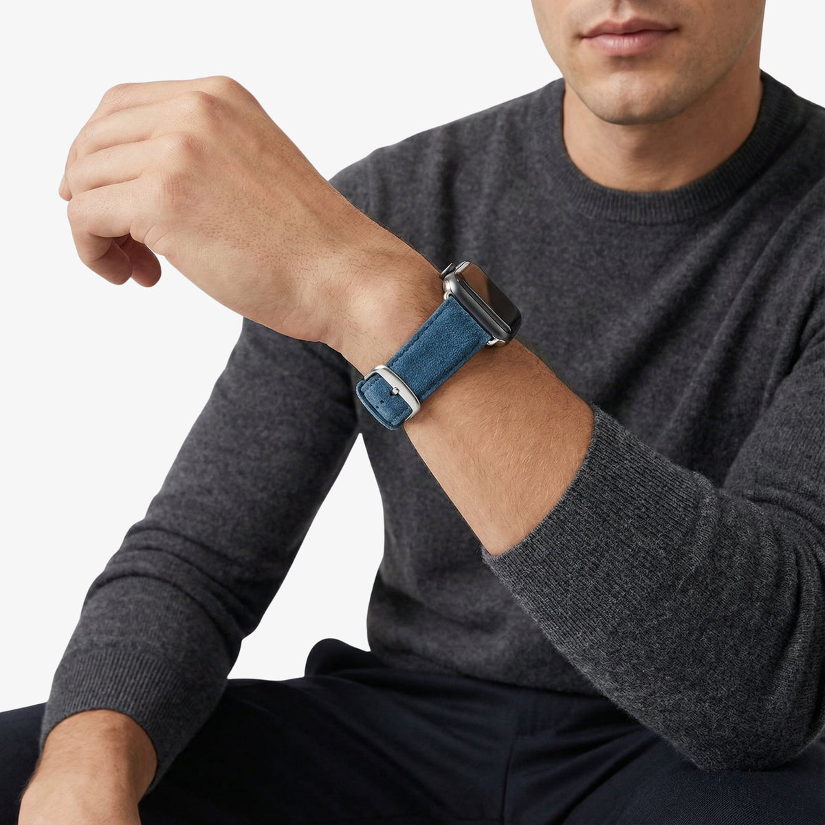Alcantara Apple Watch Band With Buckle - Ocean Blue - 38/40/41/42mm
