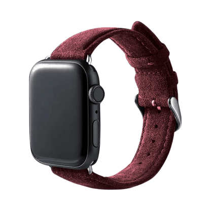 Alcantara Apple Watch Band With Buckle - Wine Red - 42/44/45/46mm & Ultra (49mm)