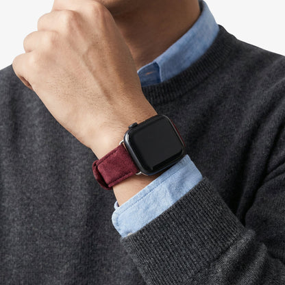 Alcantara Apple Watch Band With Buckle - Wine Red - 42/44/45/46mm & Ultra (49mm)