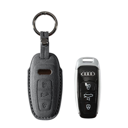 Alcantara Car Key Fob Cover for Audi | Model B with Buckle - Space Grey