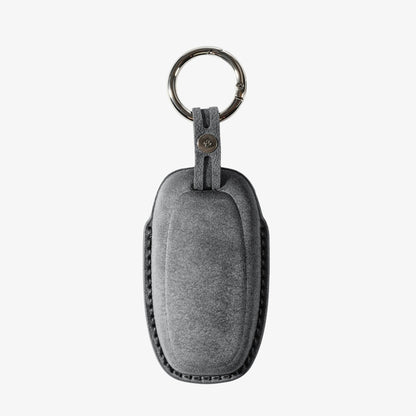 Alcantara Car Key Fob Cover for Audi Model C with Buckle - Space Grey