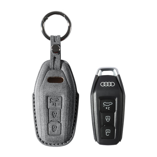 Alcantara Car Key Fob Cover for Audi | Model E with Buckle - Space Grey
