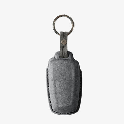 Alcantara Car Key Fob Cover for BMW Model A with Buckle - Space Grey