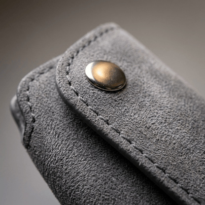 Alcantara Car Key Fob Cover for BMW Model A with Buckle - Space Grey