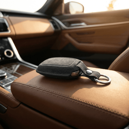Alcantara Car Key Fob Cover for Mercedes -Benz Model B with Buckle - Space Grey