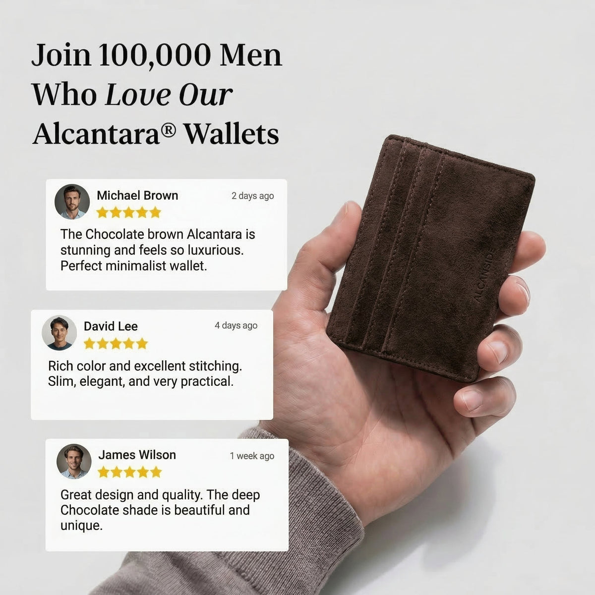 Alcantara Card Wallet - Chocolate Brown