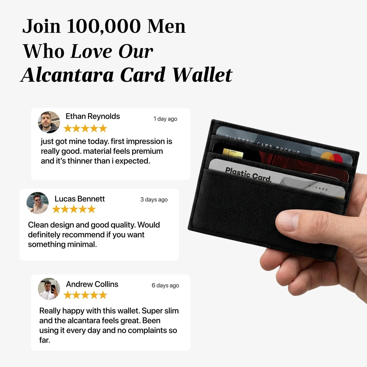 Alcantara Card Wallet - Deep Black
