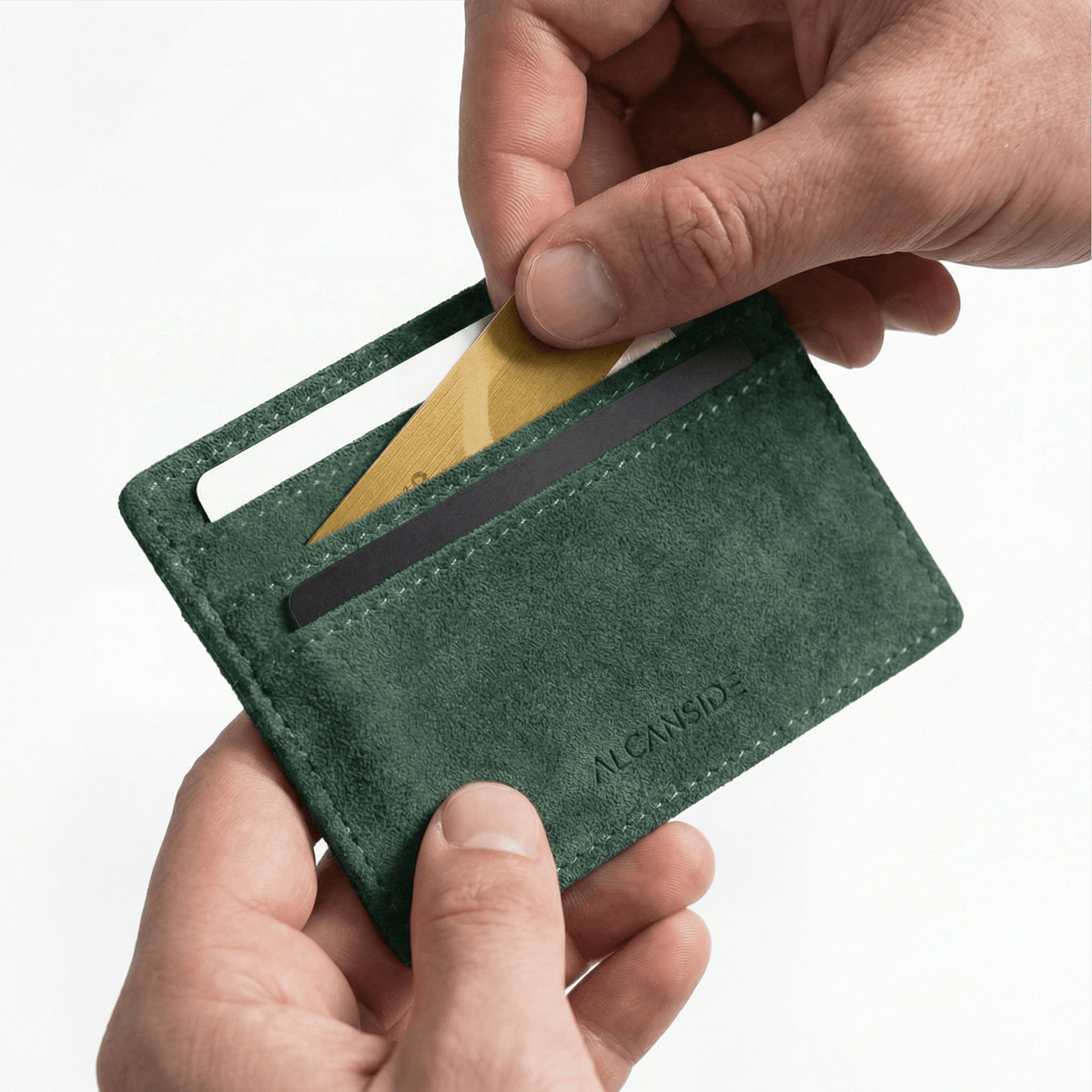 Alcantara Card Wallet - Midnight Green