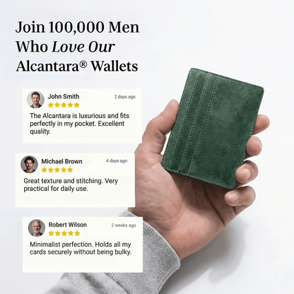 Alcantara Card Wallet - Midnight Green