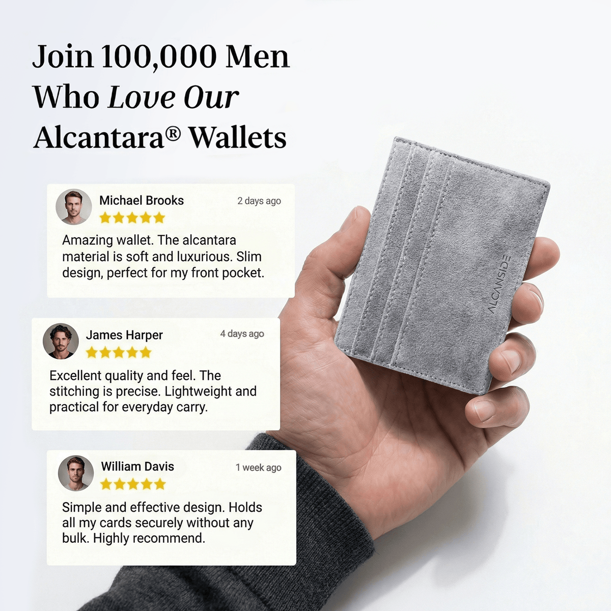 Alcantara Card Wallet - Nardo Gray