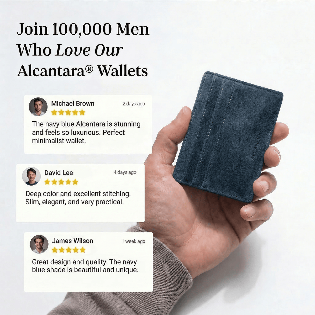 Alcantara Card Wallet - Navy Blue