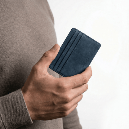 Alcantara Card Wallet - Navy Blue