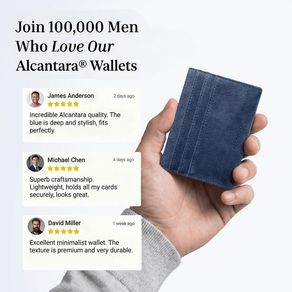 Alcantara Card Wallet - Ocean Blue