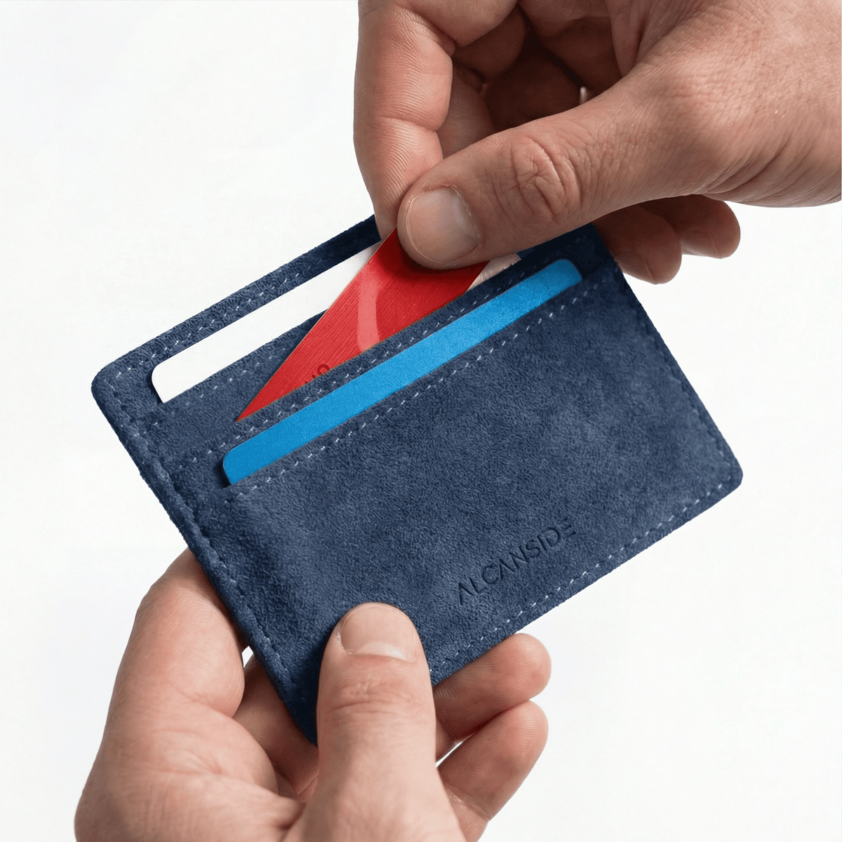 Alcantara Card Wallet - Ocean Blue