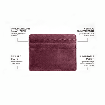 Alcantara Card Wallet - Wine Red