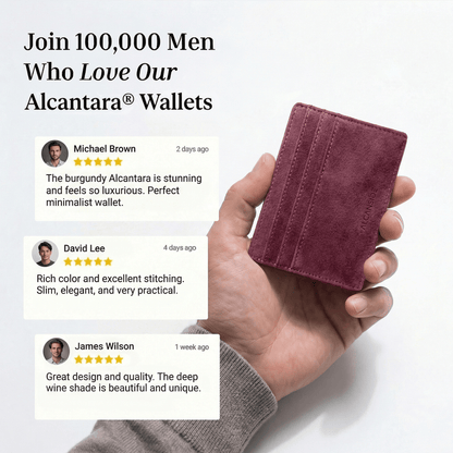 Alcantara Card Wallet - Wine Red