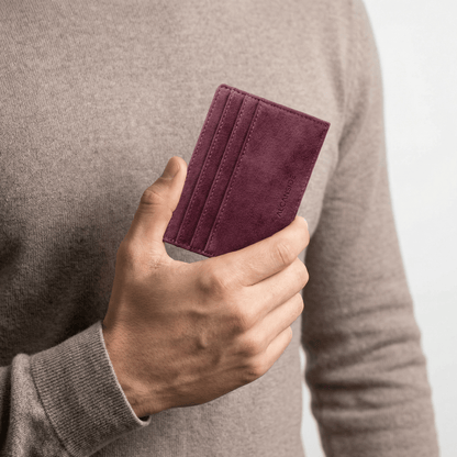 Alcantara Card Wallet - Wine Red