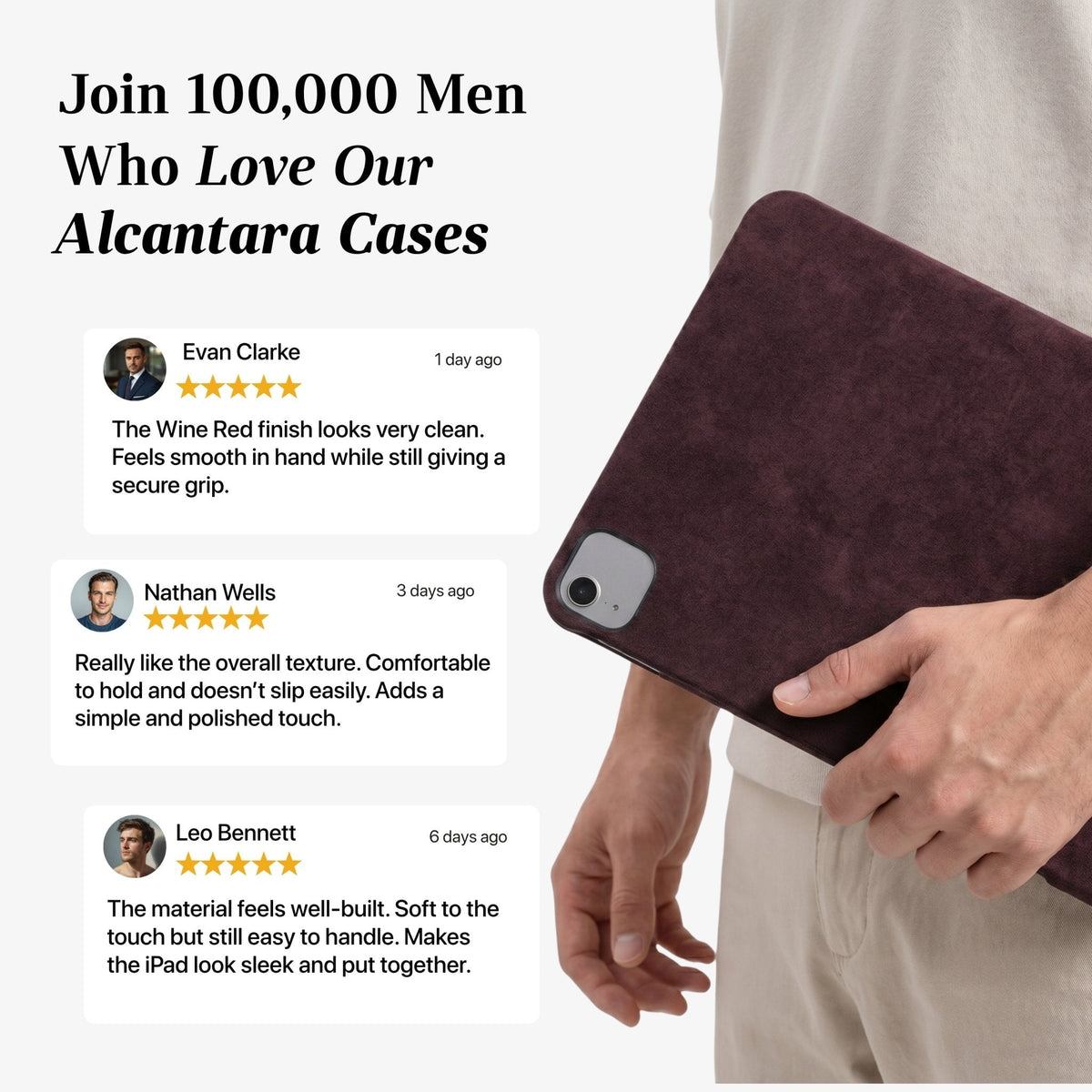 Alcantara iPad Cover - For iPad Air 11 inch (2024/2026) - Wine Red