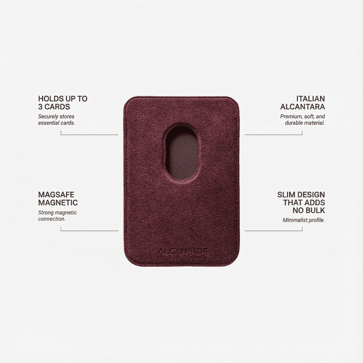 Alcantara MagSafe Wallet - Wine Red