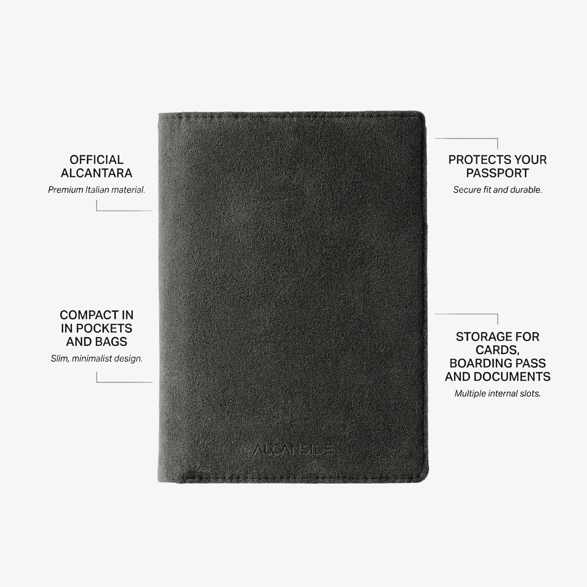 Alcantara Passport Cover - Space Grey