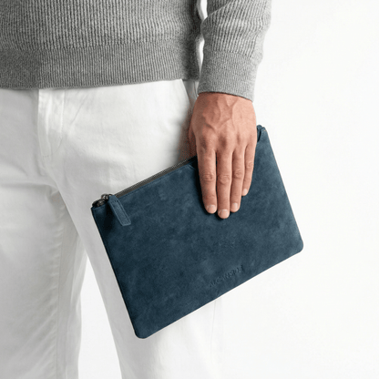 Alcantara Pouch - Navy Blue