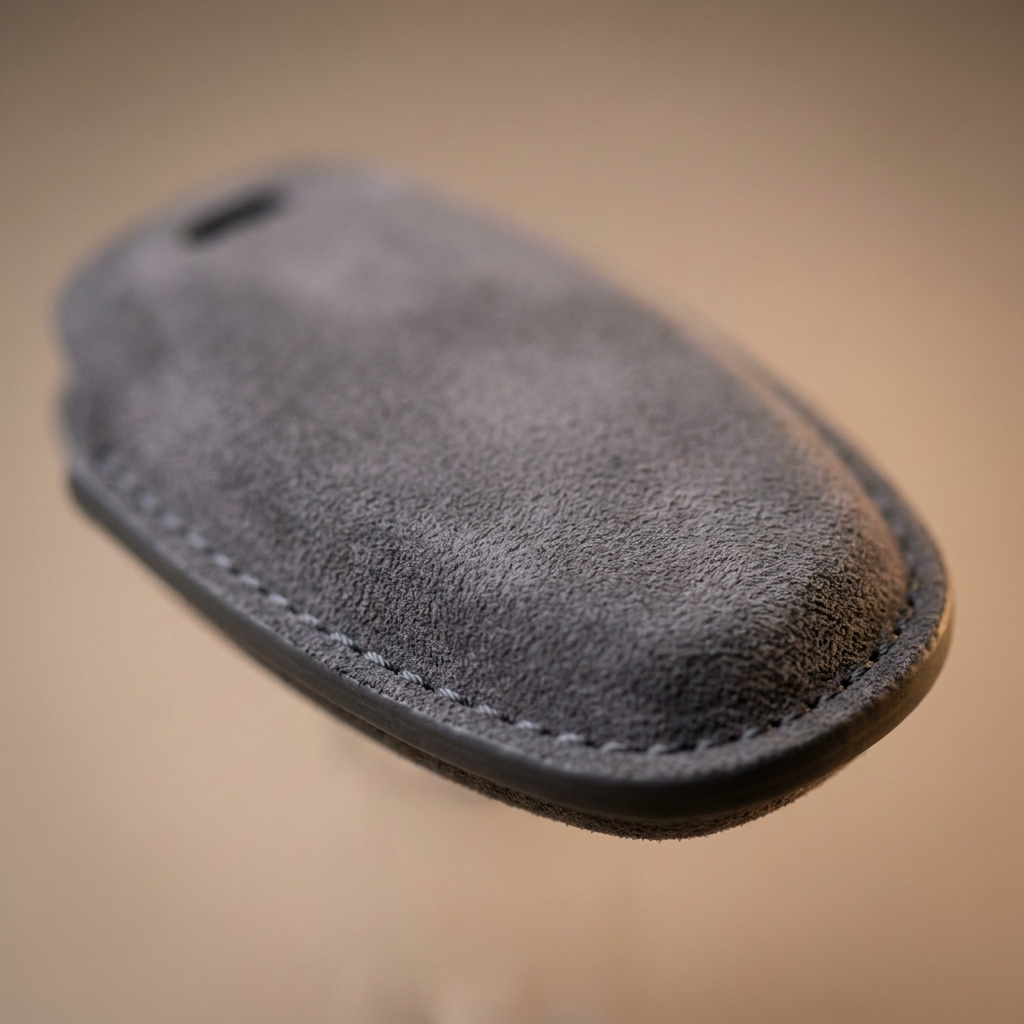 Alcantara Car Key Fob Cover for Nissan Model A with Buckle - Space Grey