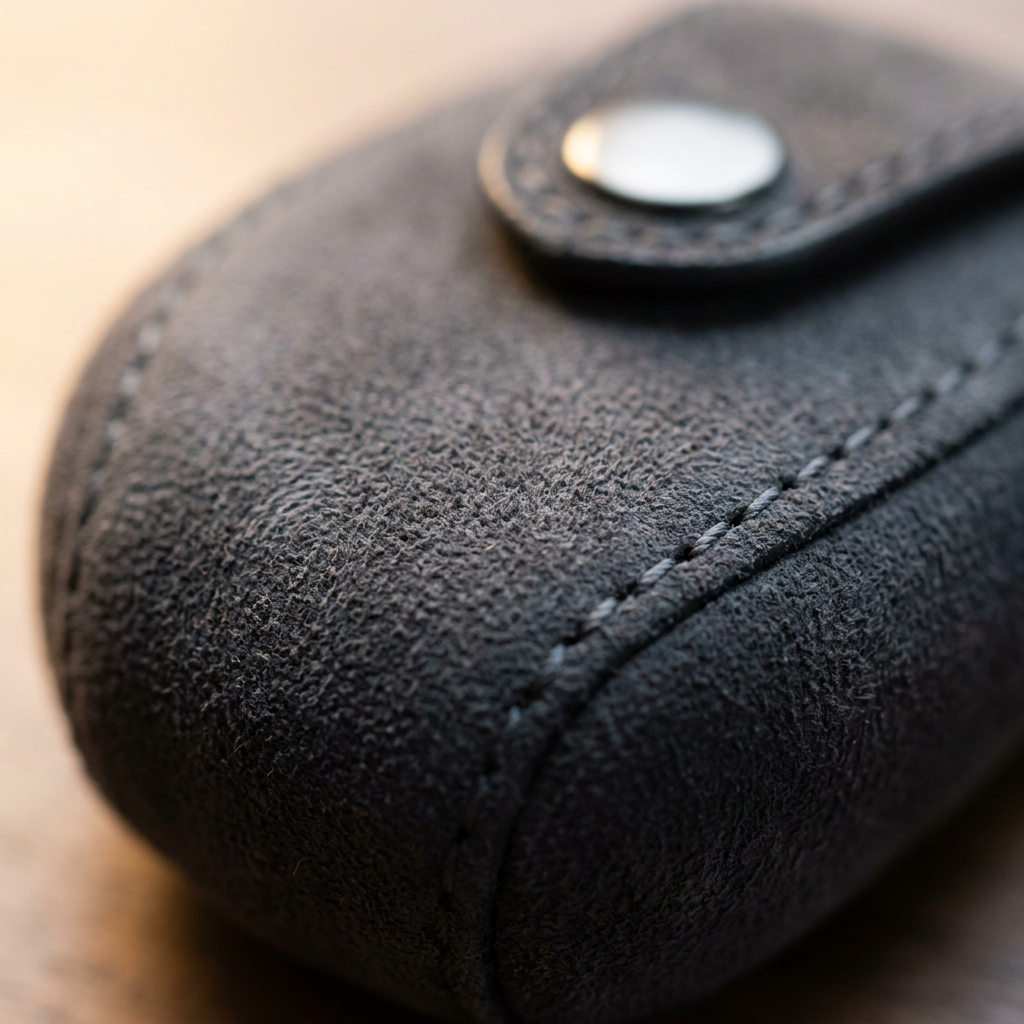 Alcantara Car Key Fob Cover for Nissan Model B with Buckle - Space Grey